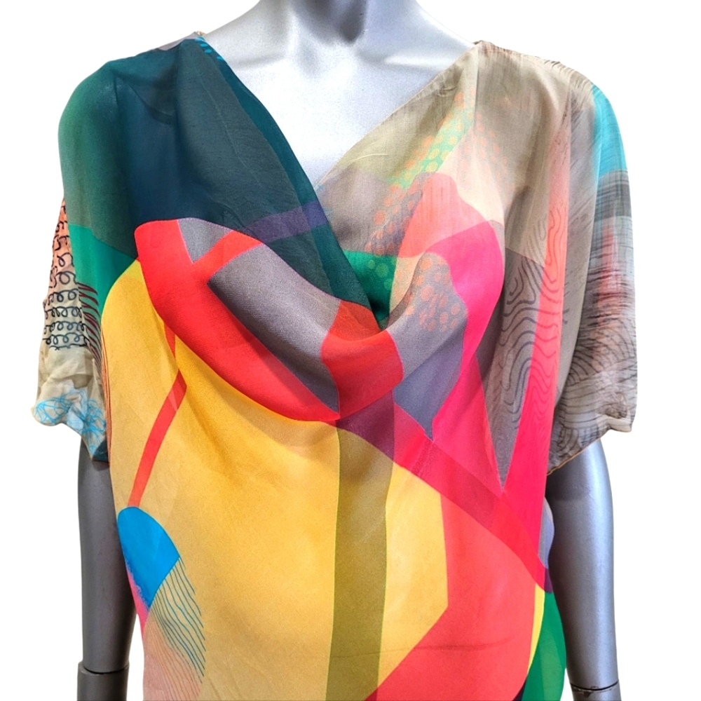 32. Paul Ropp Colorful Women's Sheer Top - One Size - Picture 2 of 4
